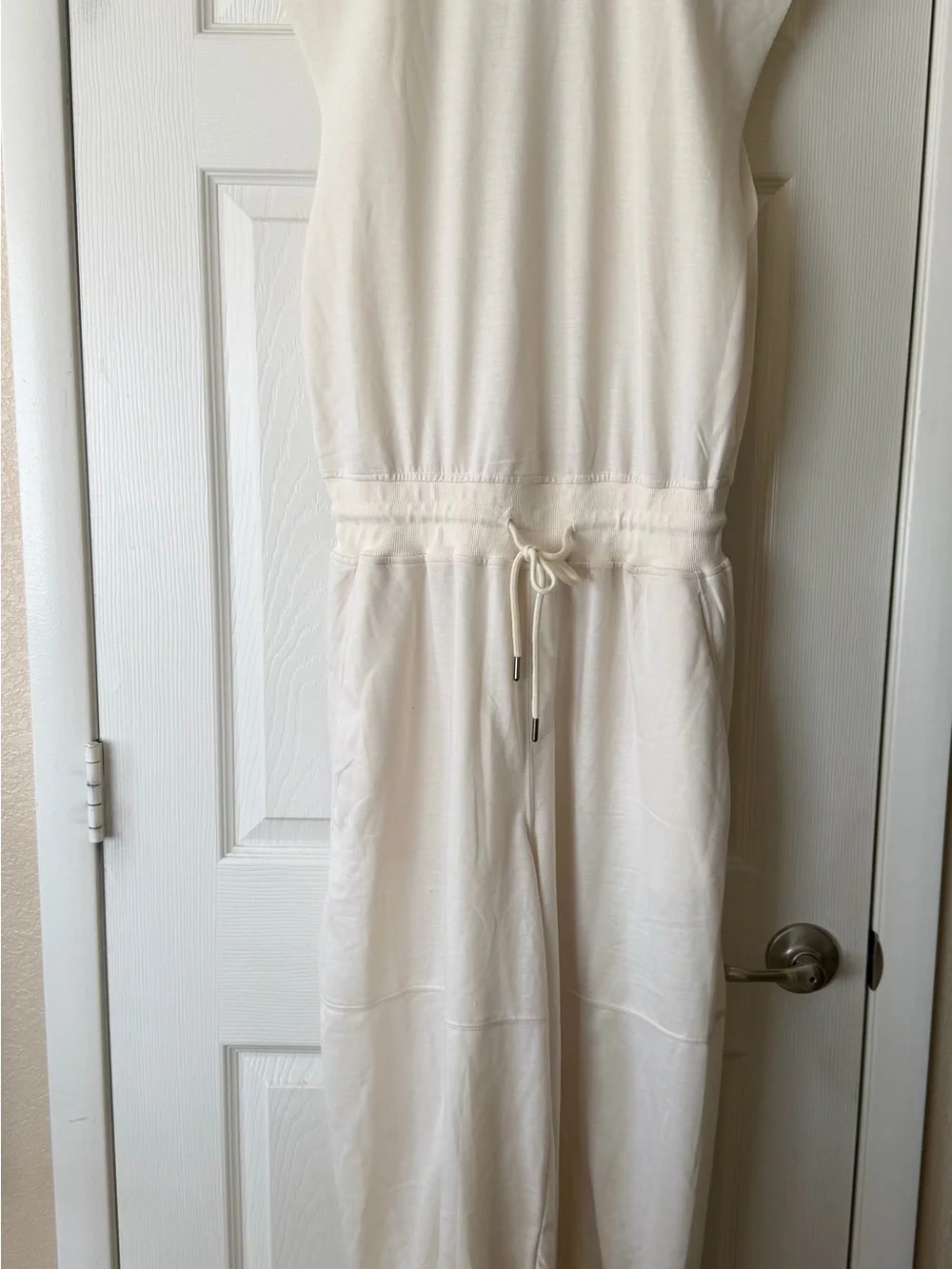 Cream Drawstring Jumpsuit with Relaxed Silhouette